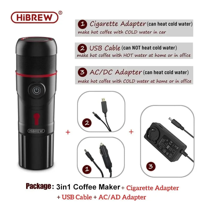 Tragbare Auto/Outdoor-Kaffeemaschine, 15 Bar Druck, DC 12 V Espresso mit Adapter Tragbare Auto/Outdoor-Kaffeemaschine, 15 Bar Druck, DC 12 V Espresso mit Adapter